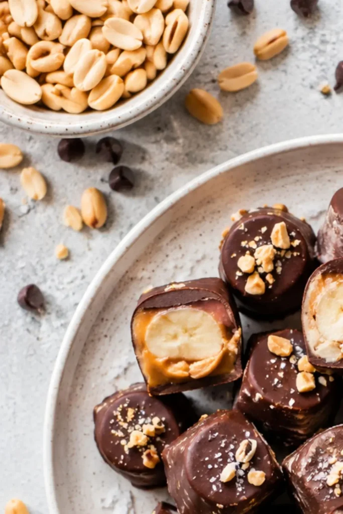 Frozen Vegan Snickers Banana Bites