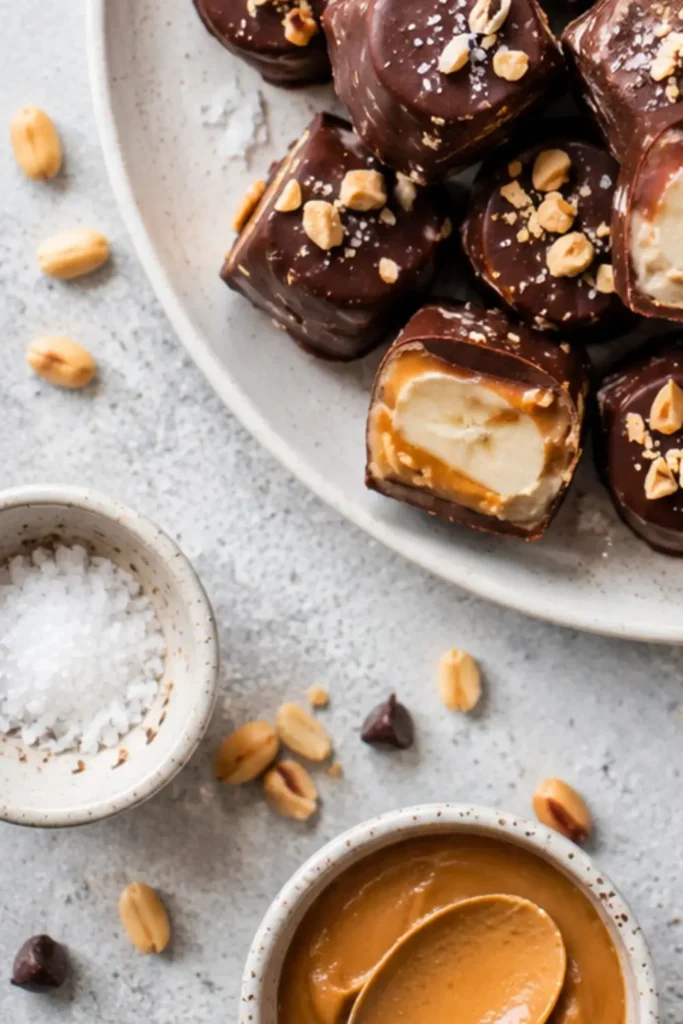 Frozen Vegan Snickers Banana Bites