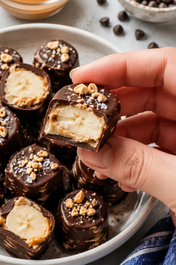 Frozen Vegan Snickers Banana Bites