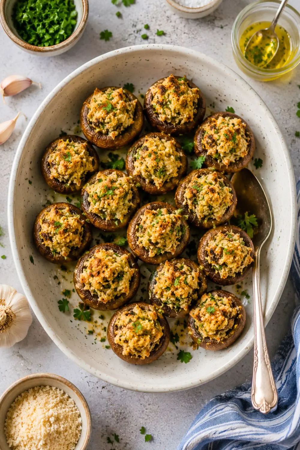 Garlic & Herb Vegan Stuffed Mushrooms