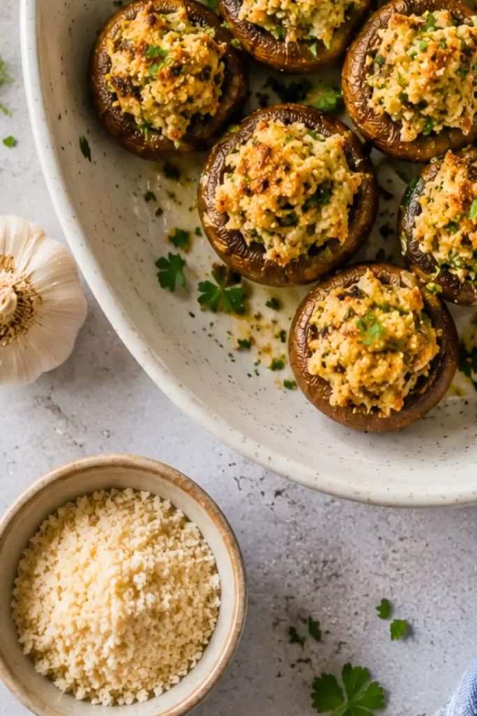 Garlic & Herb Vegan Stuffed Mushrooms
