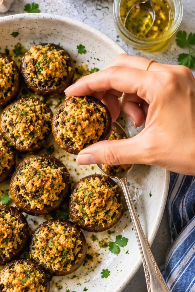 Garlic & Herb Vegan Stuffed Mushrooms