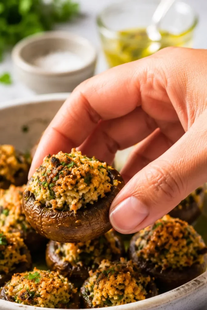 Garlic & Herb Vegan Stuffed Mushrooms