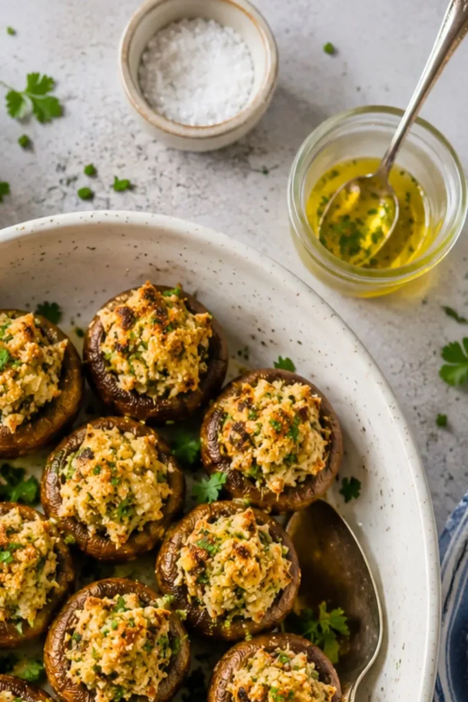 Garlic & Herb Vegan Stuffed Mushrooms