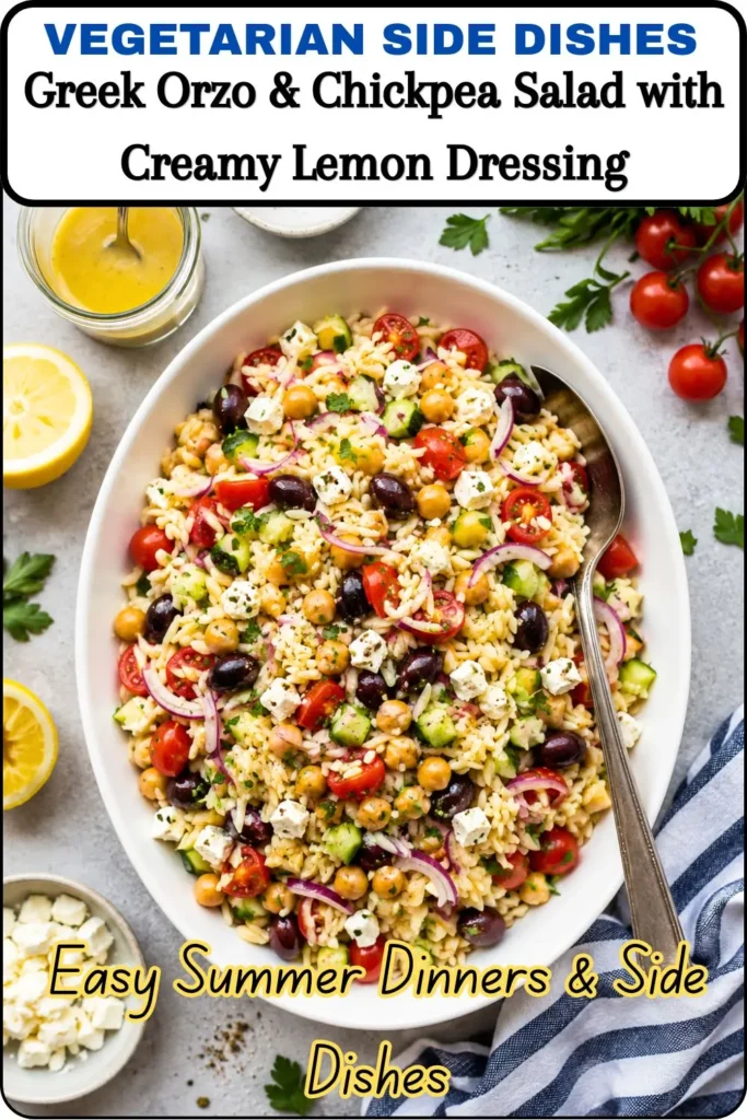 Greek Orzo & Chickpea Salad with Creamy Lemon Dressing