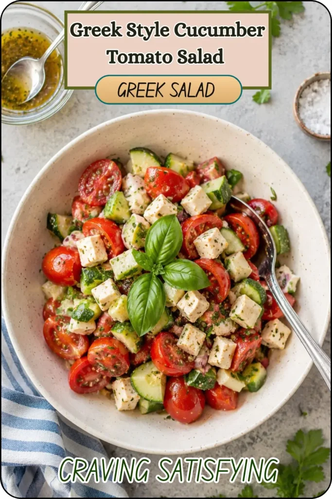 Greek Style Cucumber Tomato Salad with Vegan Feta