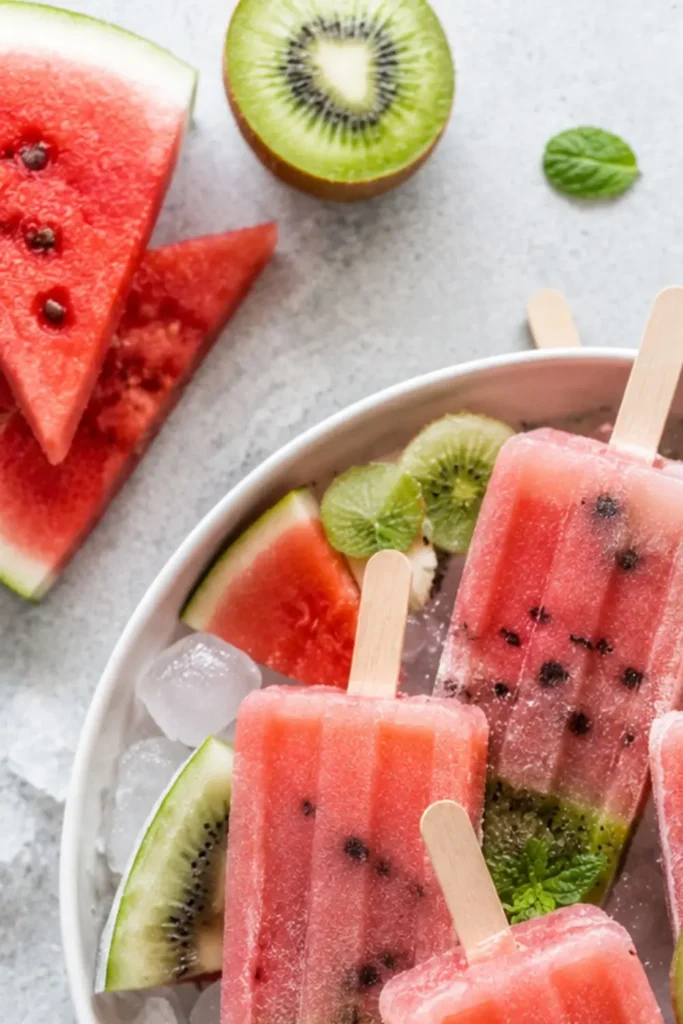 Healthy Watermelon Kiwi Fruit Popsicles