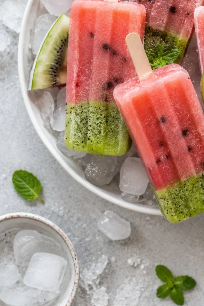 Healthy Watermelon Kiwi Fruit Popsicles