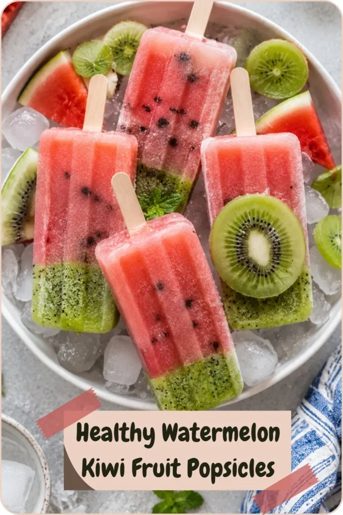 Healthy Watermelon Kiwi Fruit Popsicles