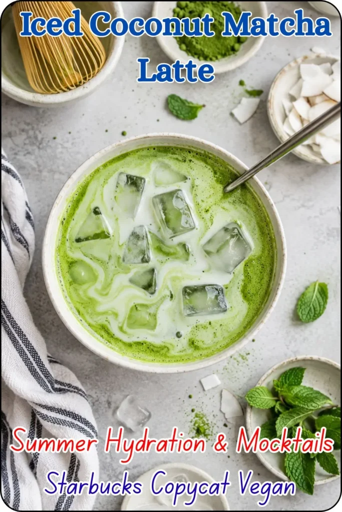 Iced Coconut Matcha Latte (Starbucks Copycat Vegan)