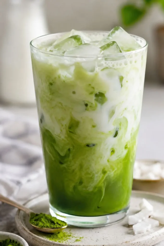 Iced Coconut Matcha Latte (Starbucks Copycat Vegan)