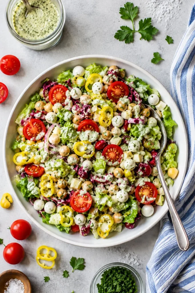 Italian Chopped Salad with Creamy Vegan Herb Dressing