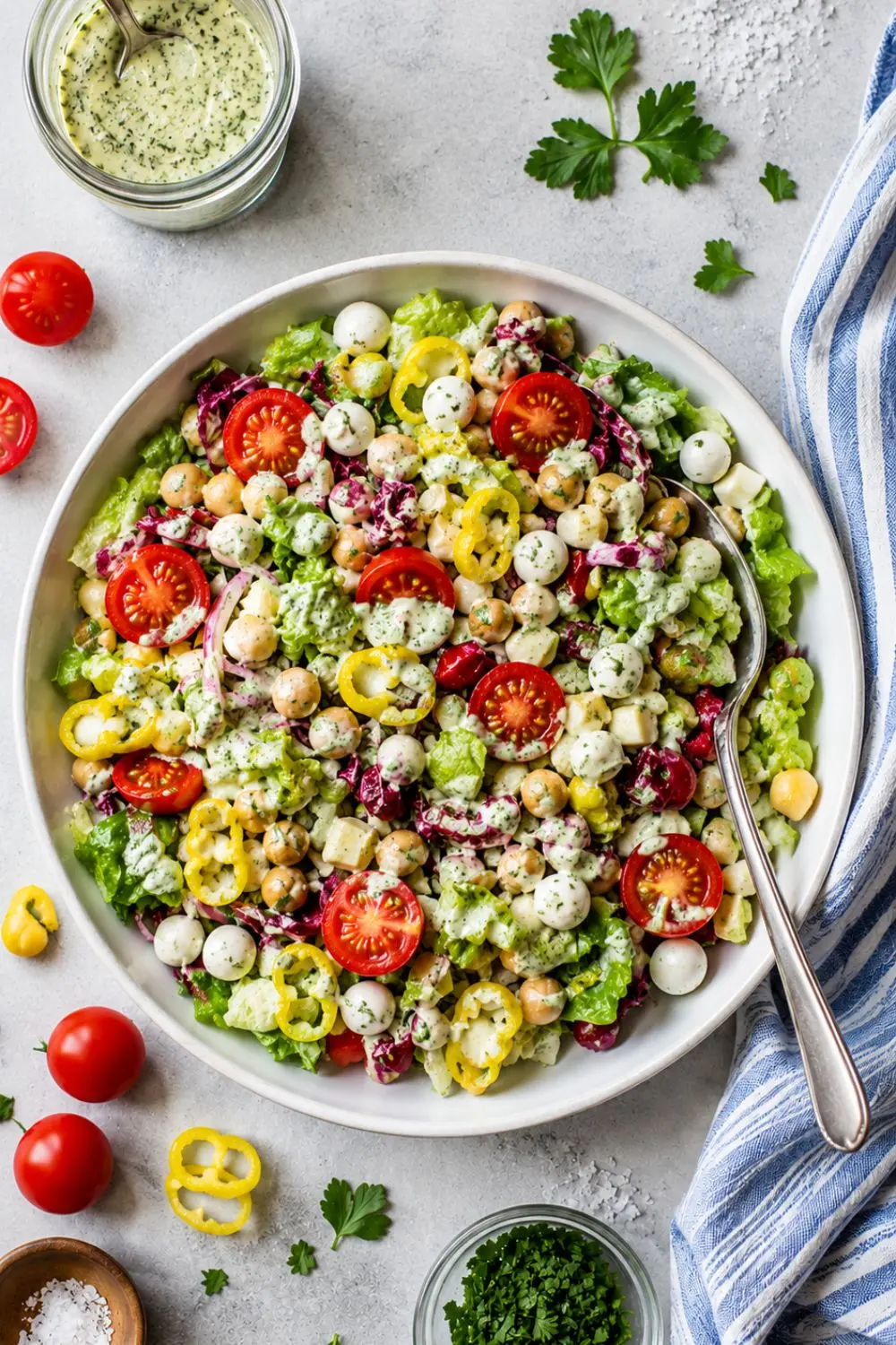 Italian Chopped Salad with Creamy Vegan Herb Dressing