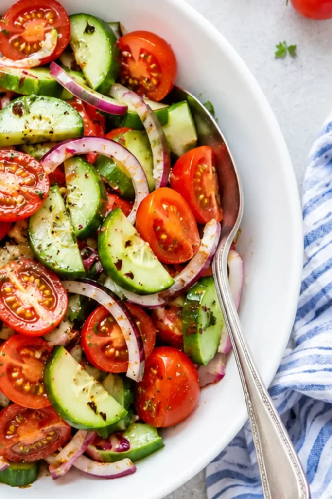 Italian Red Wine Vinaigrette Cucumber Tomato Salad
