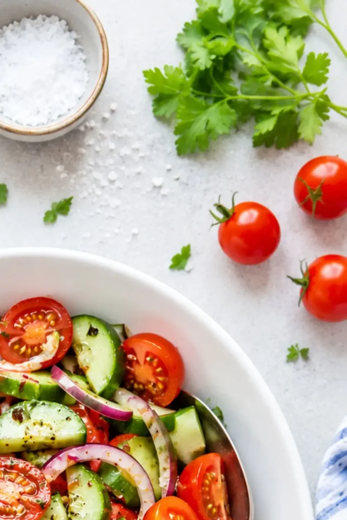 Italian Red Wine Vinaigrette Cucumber Tomato Salad