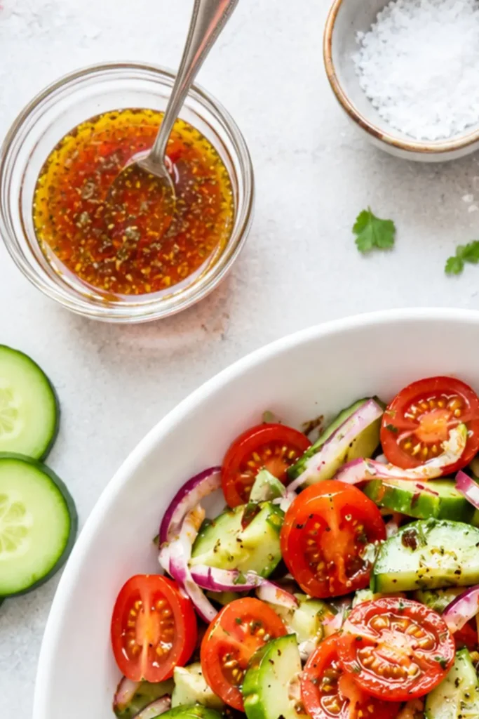 Italian Red Wine Vinaigrette Cucumber Tomato Salad