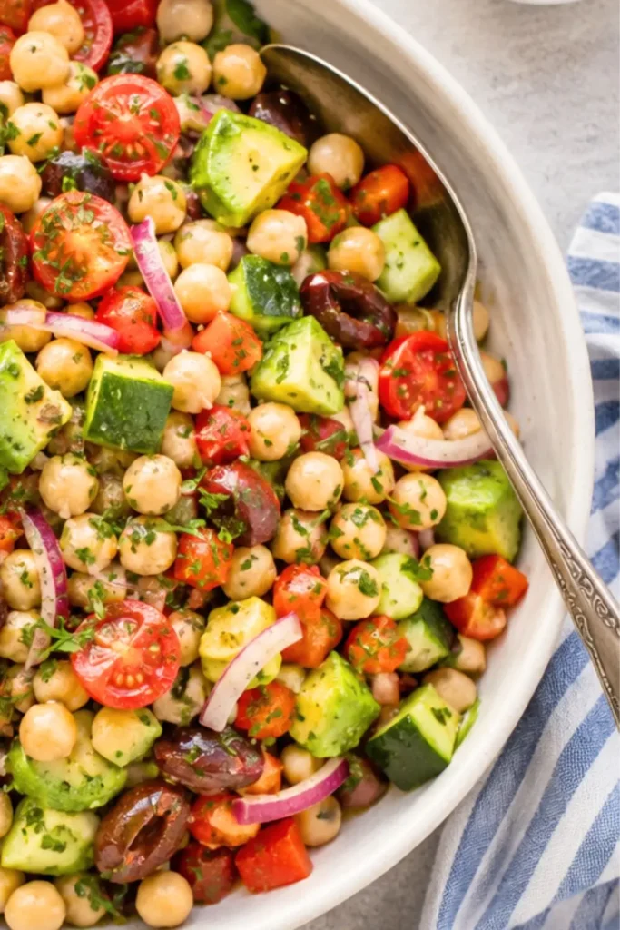 Loaded Mediterranean Chickpea & Avocado Salad Bowl
