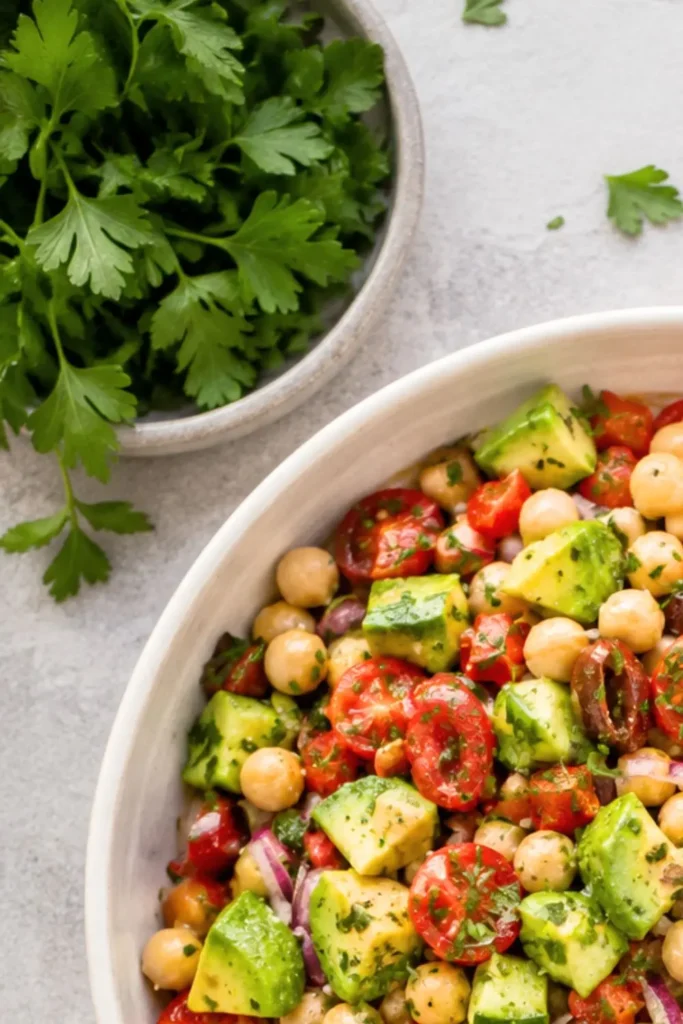 Loaded Mediterranean Chickpea & Avocado Salad Bowl
