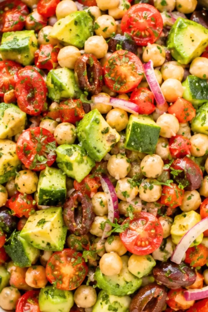 Loaded Mediterranean Chickpea & Avocado Salad Bowl