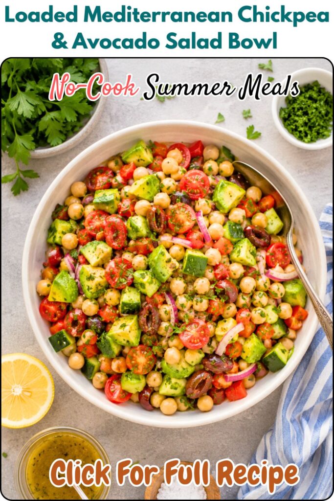 Loaded Mediterranean Chickpea & Avocado Salad Bowl