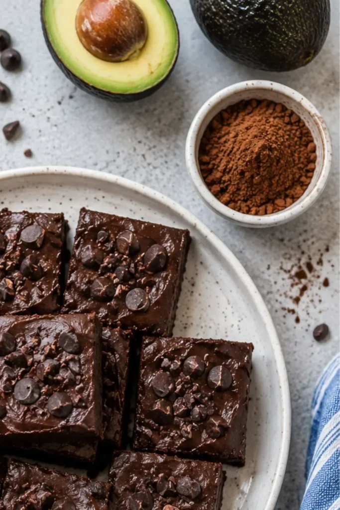 No-Bake Fudgy Avocado Chocolate Brownies