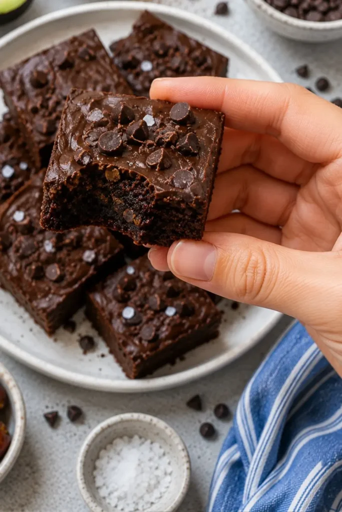 No-Bake Fudgy Avocado Chocolate Brownies