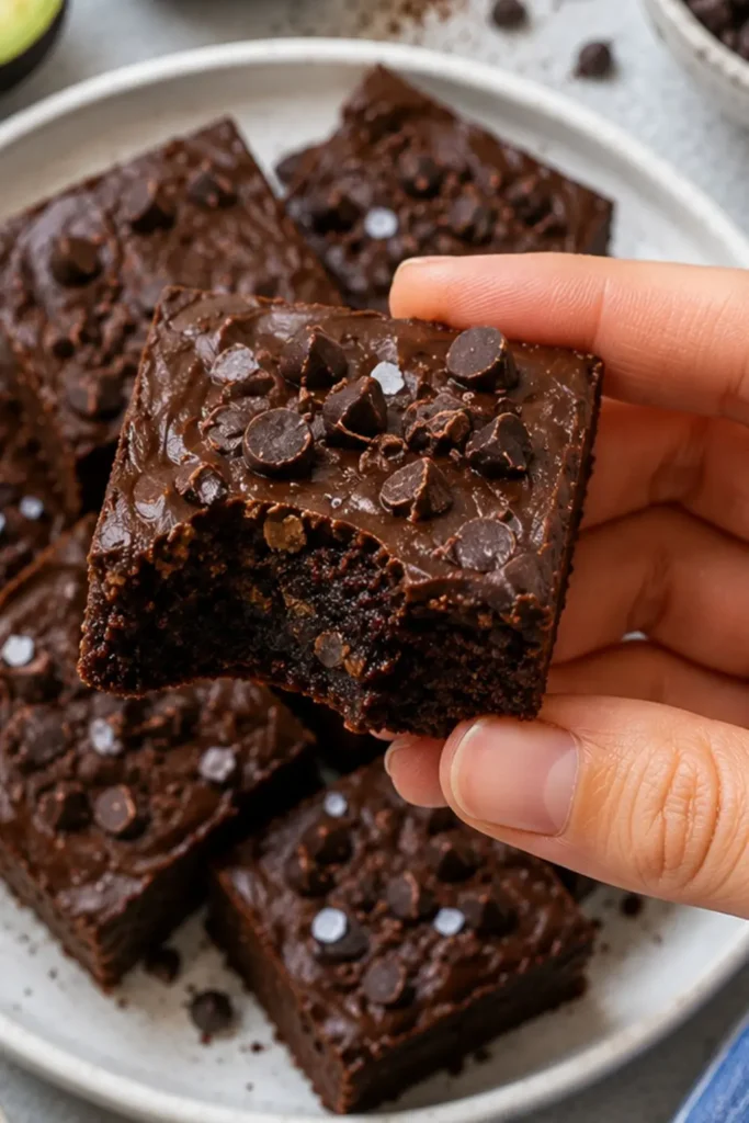 No-Bake Fudgy Avocado Chocolate Brownies