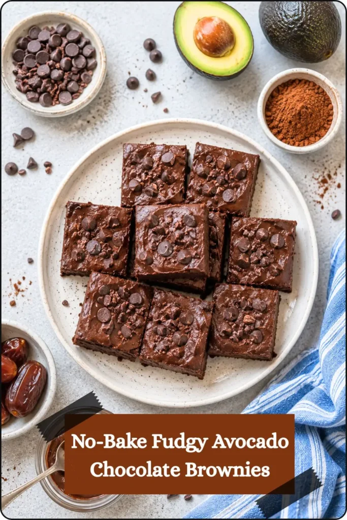 No-Bake Fudgy Avocado Chocolate Brownies