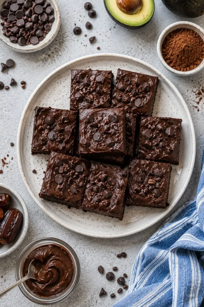 No-Bake Fudgy Avocado Chocolate Brownies