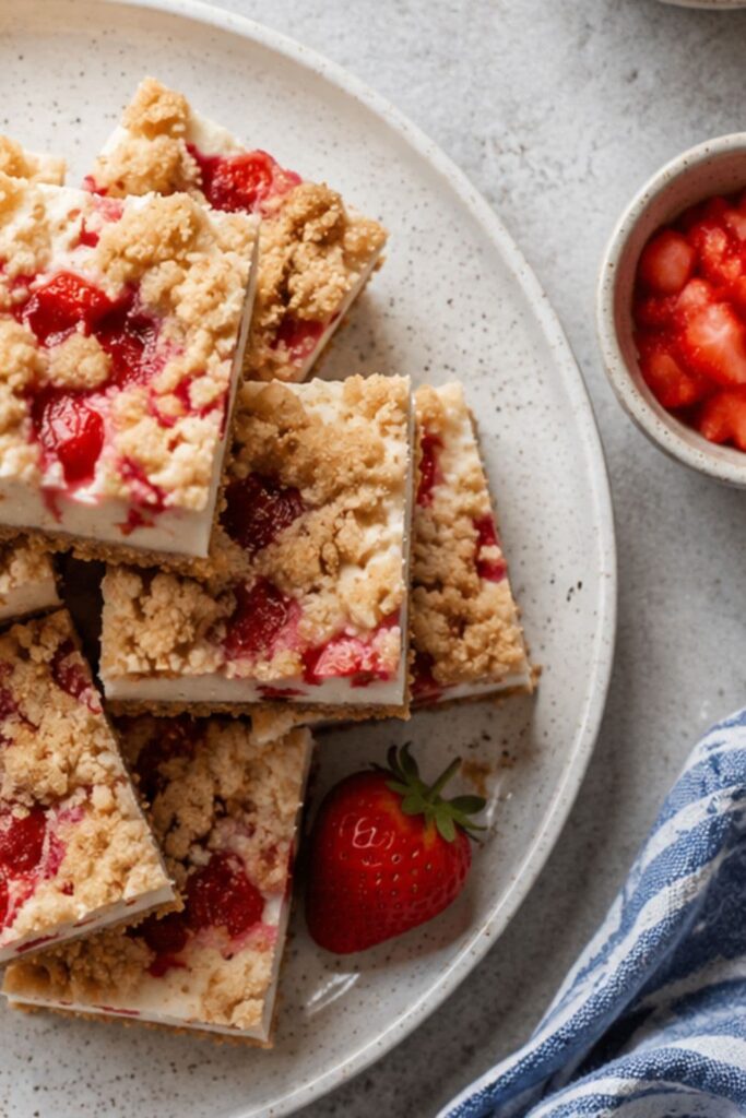 No-Bake Vegan Strawberry Cheesecake Bars