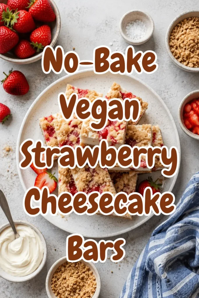 No-Bake Vegan Strawberry Cheesecake Bars