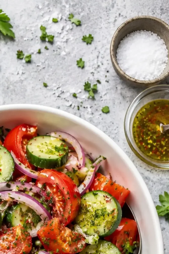 Raw Tomato, Cucumber & Onion Marinated Summer Salad