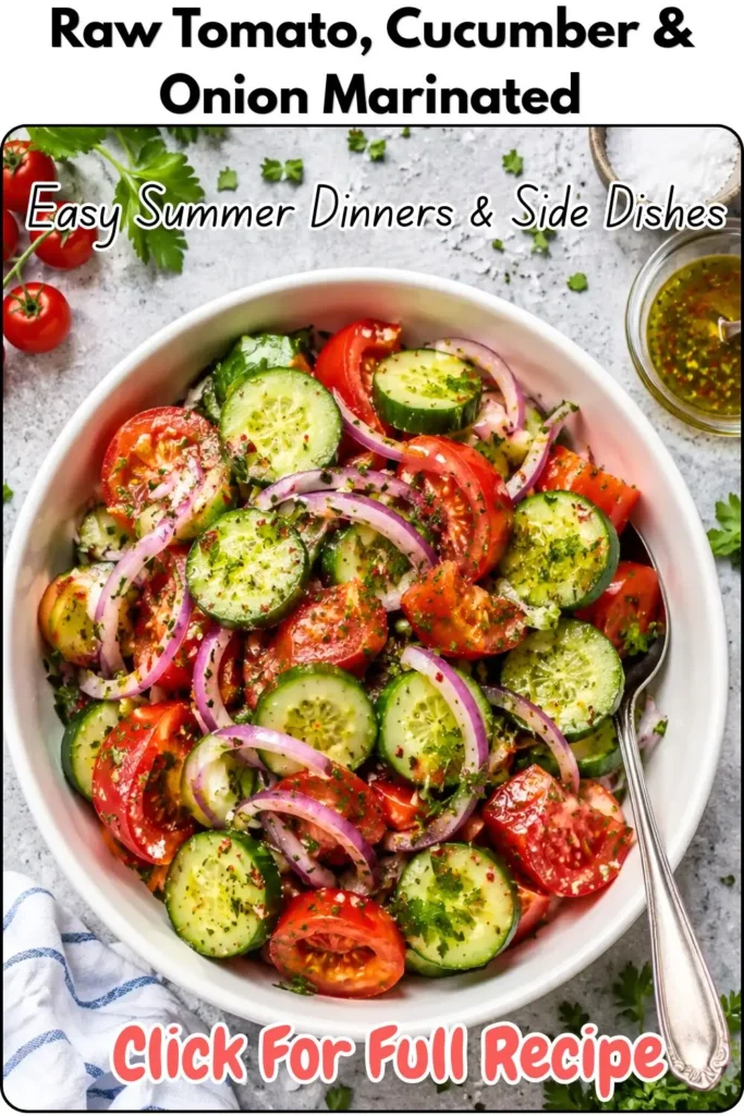 Raw Tomato, Cucumber & Onion Marinated Summer Salad