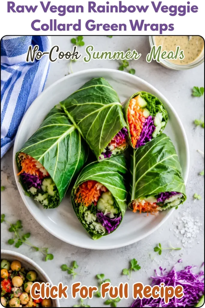 Raw Vegan Rainbow Veggie Collard Green Wraps
