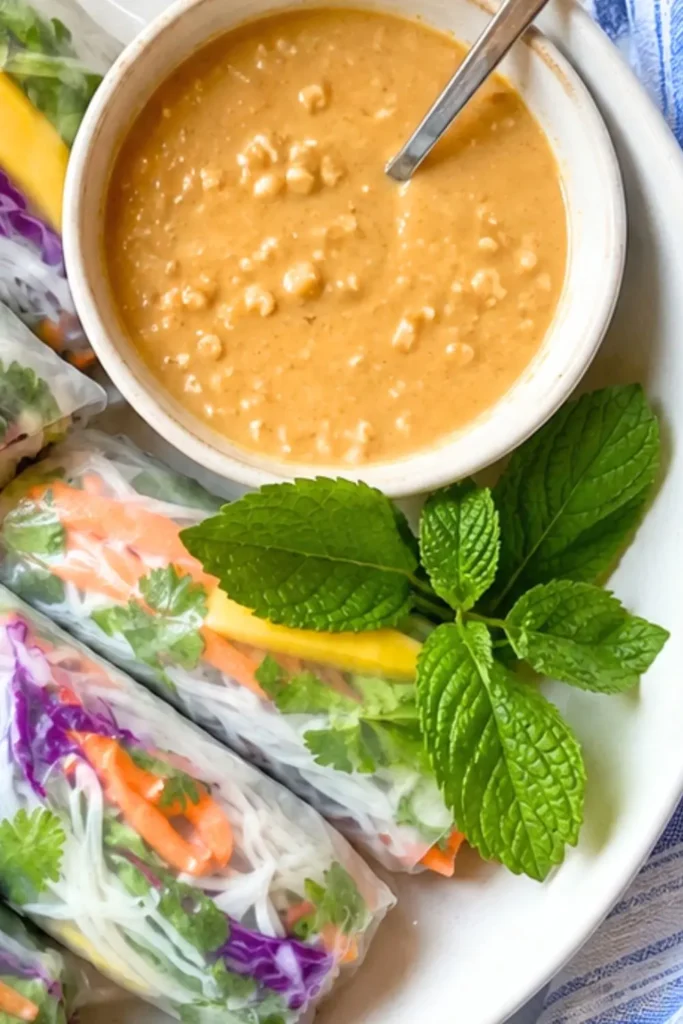 Refreshing Summer Rice Paper Rolls with Peanut Dipping Sauce