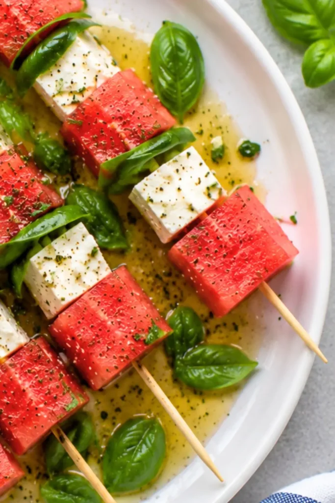 Refreshing Summer Watermelon & Vegan Feta Skewers