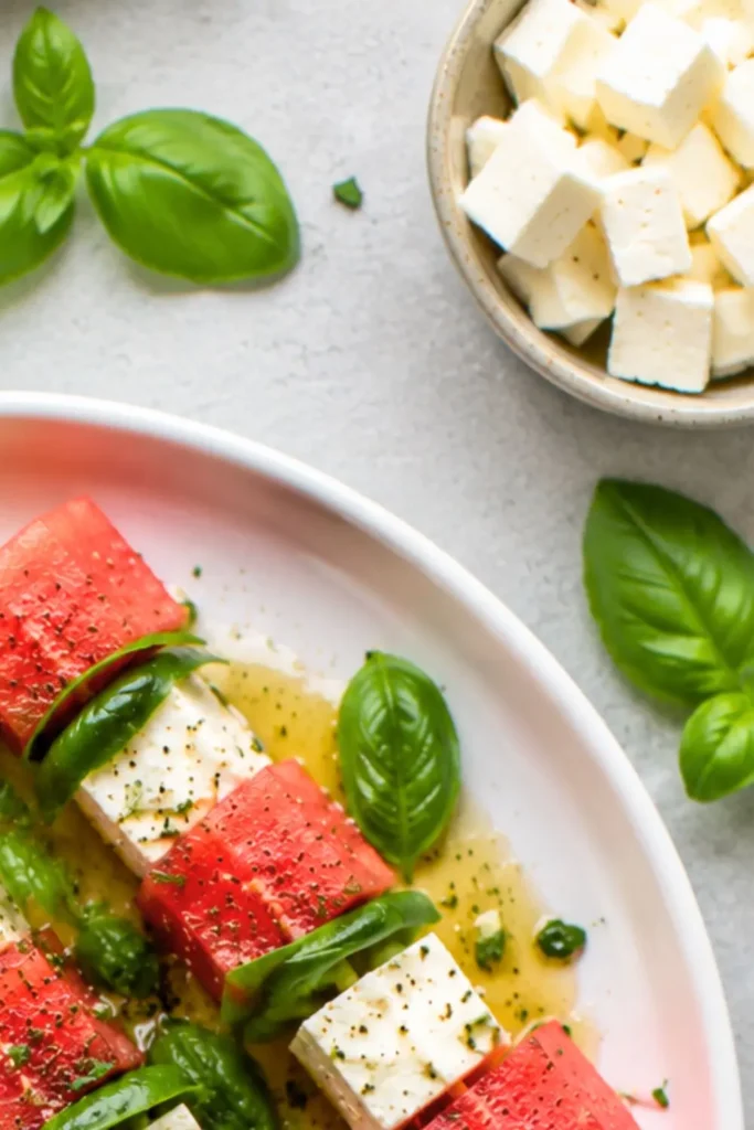 Refreshing Summer Watermelon & Vegan Feta Skewers