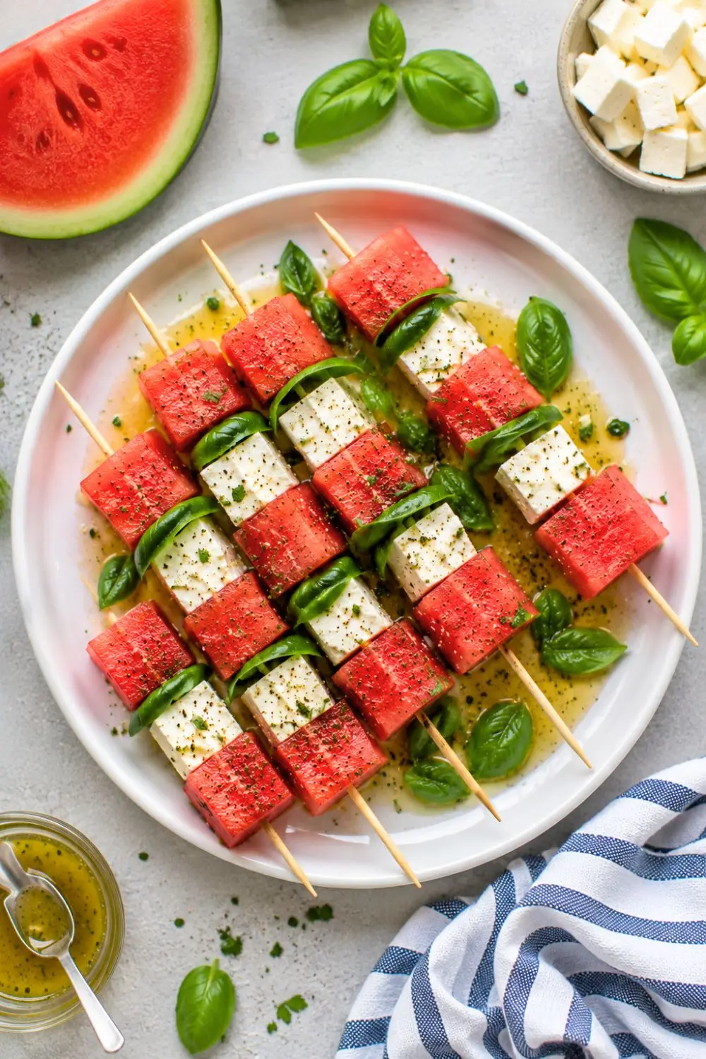 Refreshing Summer Watermelon & Vegan Feta Skewers