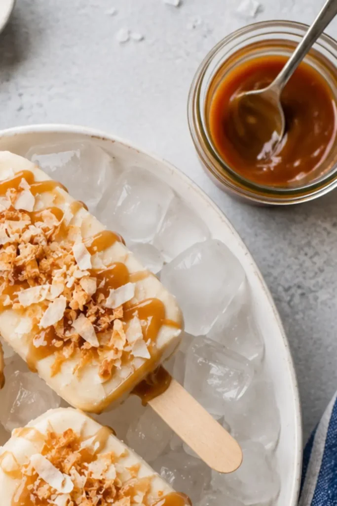 Salted Caramel Coconut Ice Cream Bars