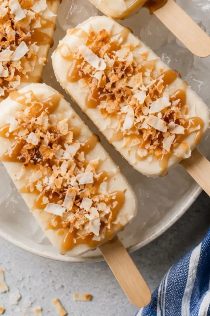 Salted Caramel Coconut Ice Cream Bars