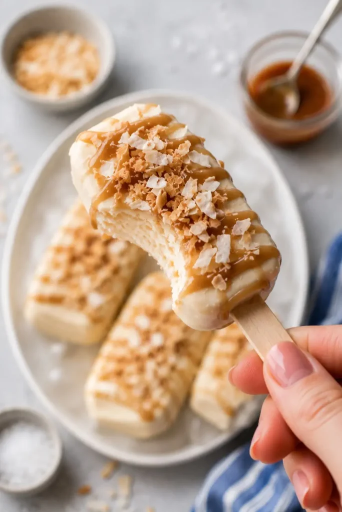 Salted Caramel Coconut Ice Cream Bars