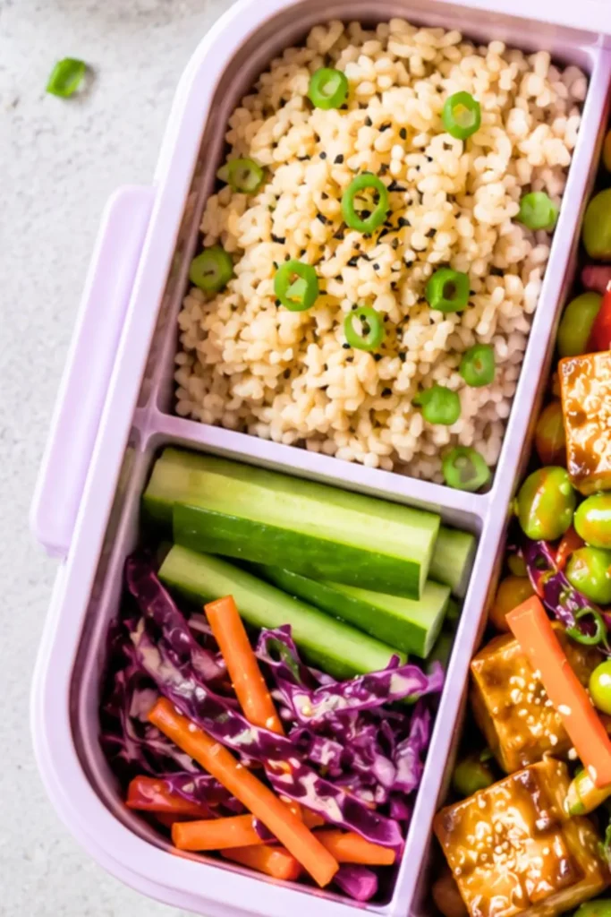 Sesame Tofu & Edamame Veggie Bento Box Meals