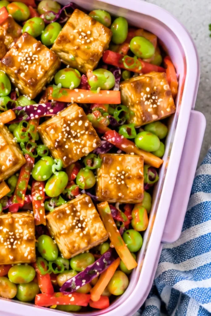 Sesame Tofu & Edamame Veggie Bento Box Meals