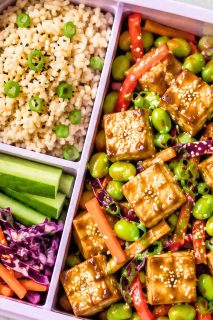 Sesame Tofu & Edamame Veggie Bento Box Meals