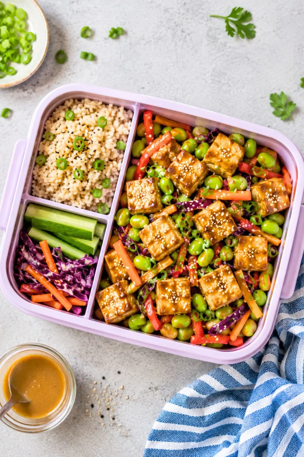 Sesame Tofu & Edamame Veggie Bento Box Meals
