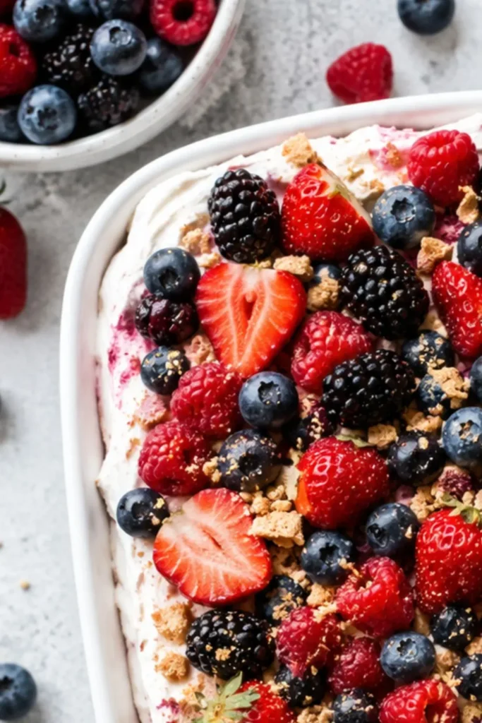 Skinny Vegan Mixed Berry Icebox Cake
