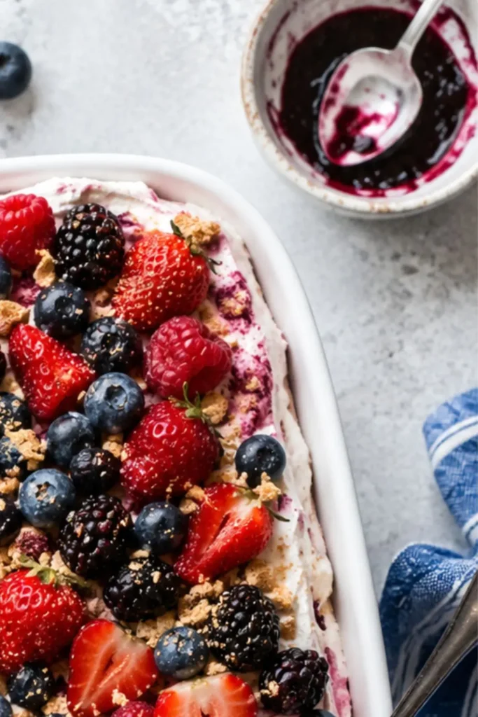 Skinny Vegan Mixed Berry Icebox Cake