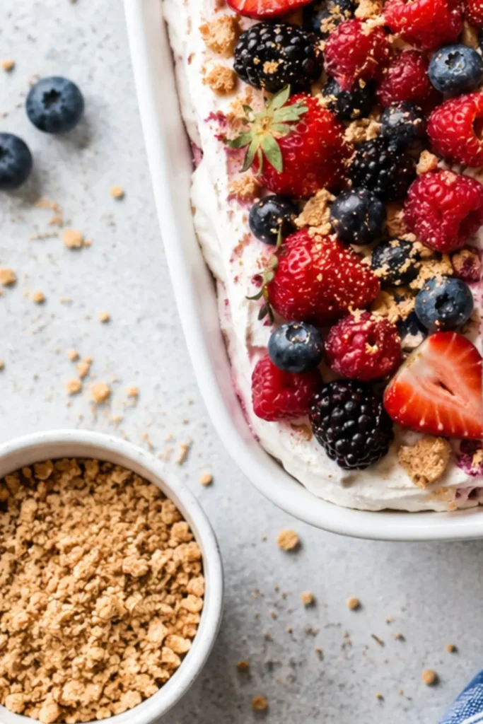 Skinny Vegan Mixed Berry Icebox Cake