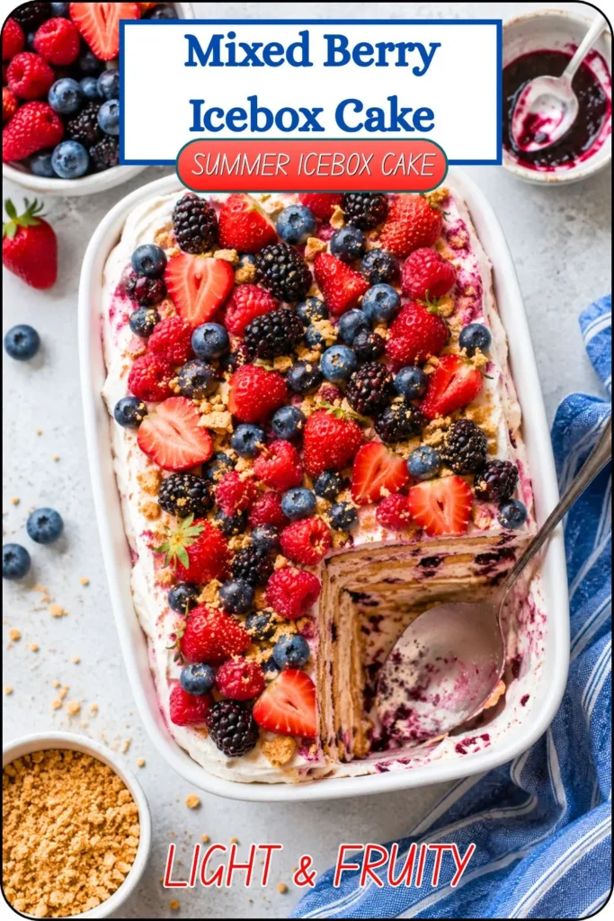 Skinny Vegan Mixed Berry Icebox Cake