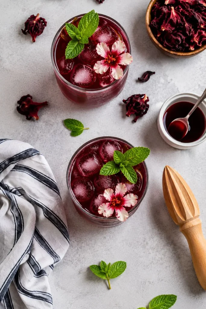 Sparkling Hibiscus Lime Mocktail